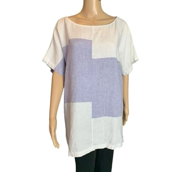 J Jill Pure Top Womens XL Linen Oversized Pullover Crewneck Flowy Lagenlook - Picture 1 of 8